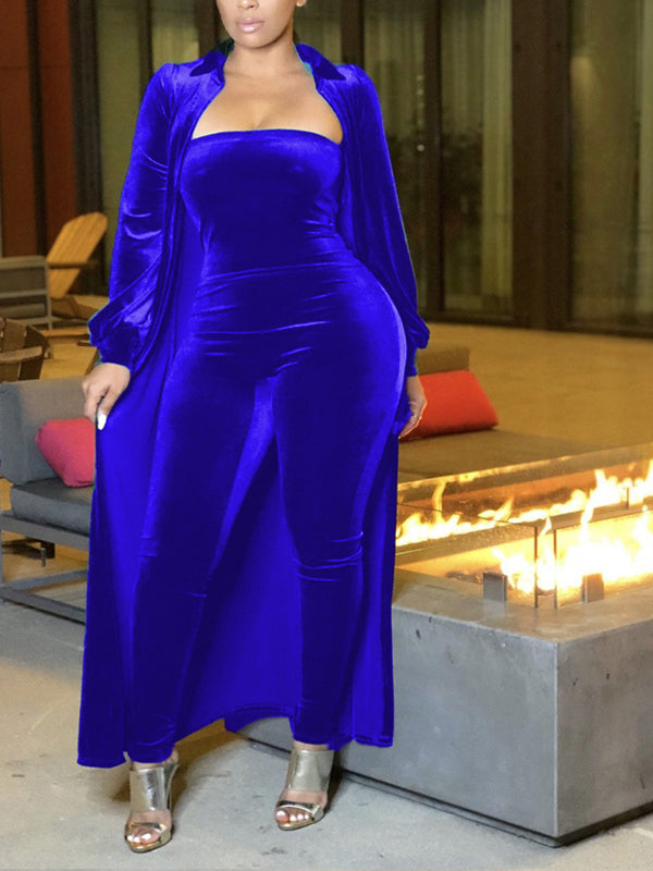 Velvet Jumpsuit & Duster Set--Clearance
