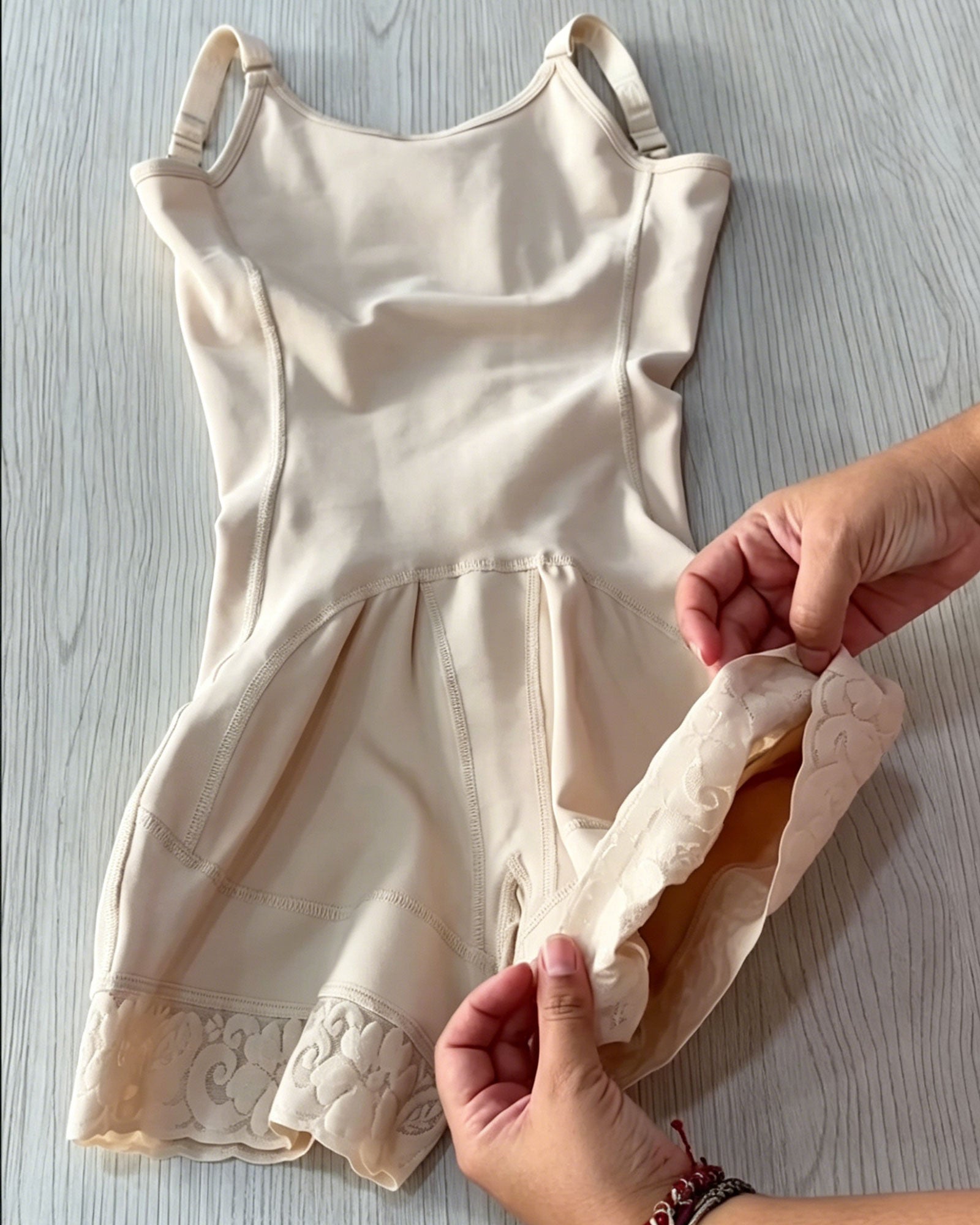 Front Hook And Eye Lace Floral Lace Hem Shaping Bodysuit