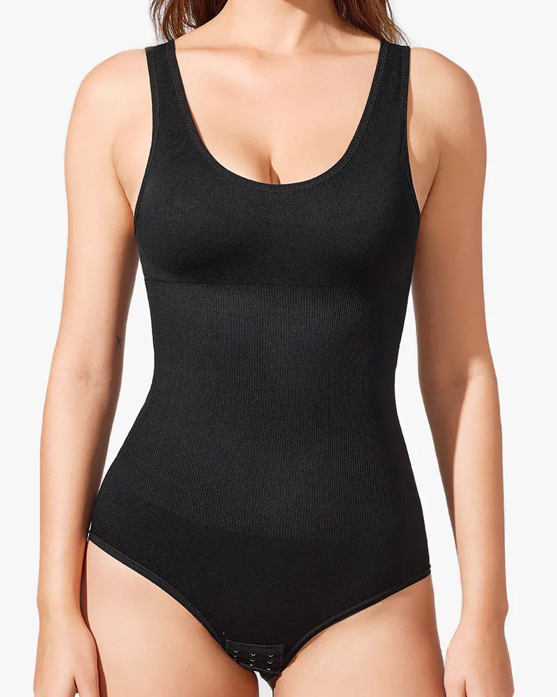 Women's Seamless Round Neck Tummy Tights Black