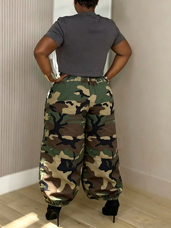 Camo Wide-Leg Jogger Pants