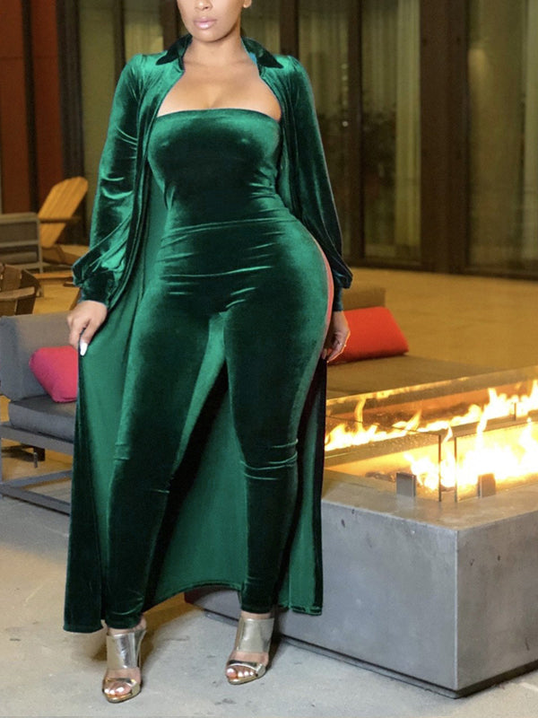 Velvet Jumpsuit & Duster Set--Clearance