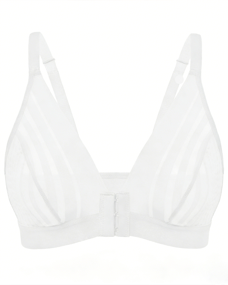Sexy Mesh Front-Fastening Bra White