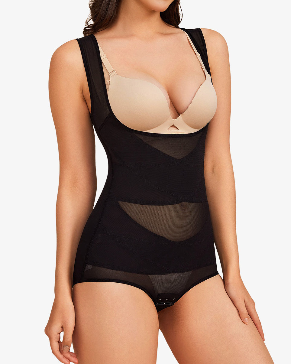 Women Seamless Open Bust Tummy Control Shapewear Black