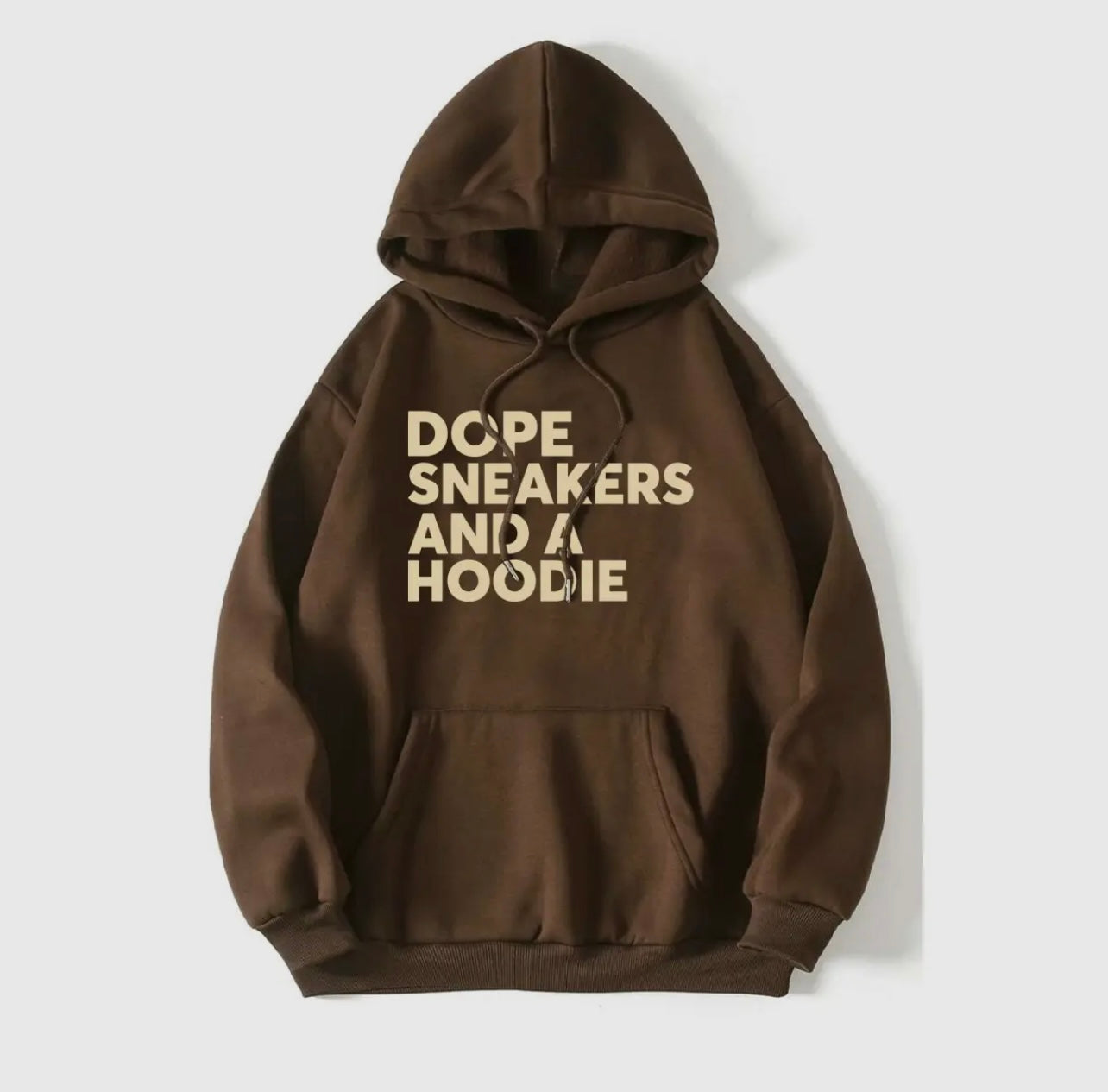 Dope Sneakers and a Hoodie Sweater Brown