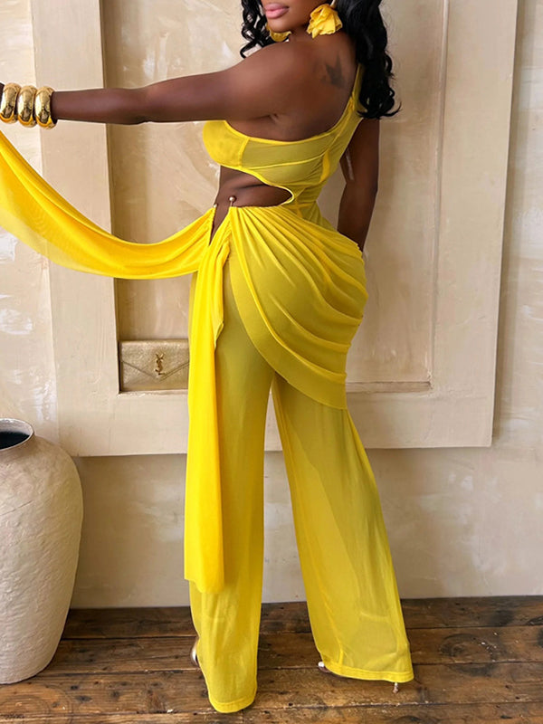 One-Shoulder Cutout Jumpsuit
