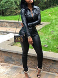 Motorsport PU Jacket & Pants Set Black