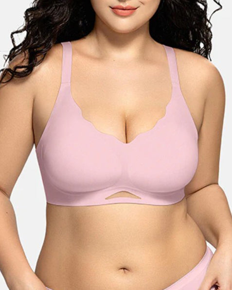 Women's Sheer Mesh Seamless Bra Pink
