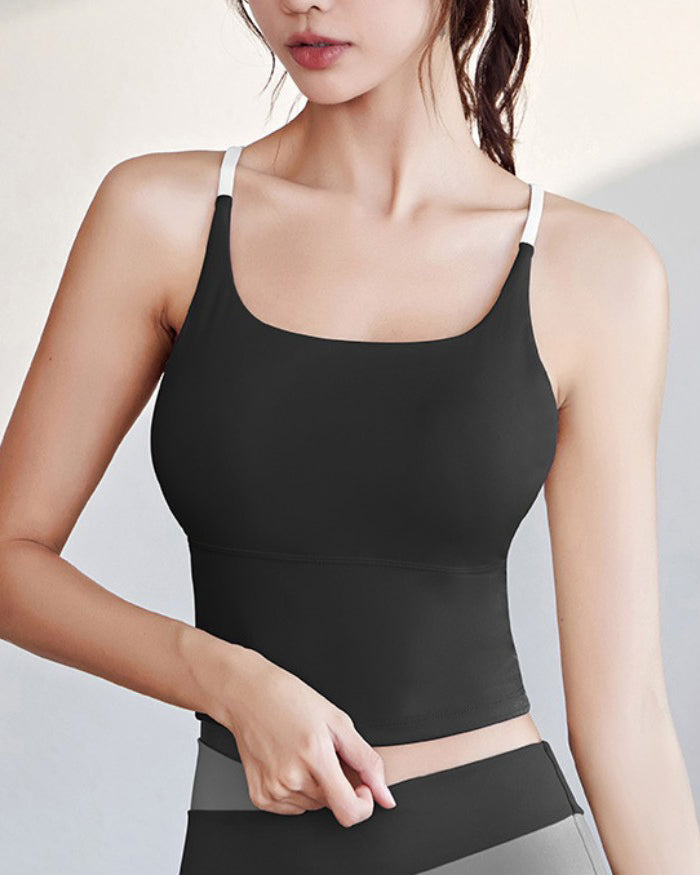 High Elastic Comfort Sports Vest with Bust Pad Black