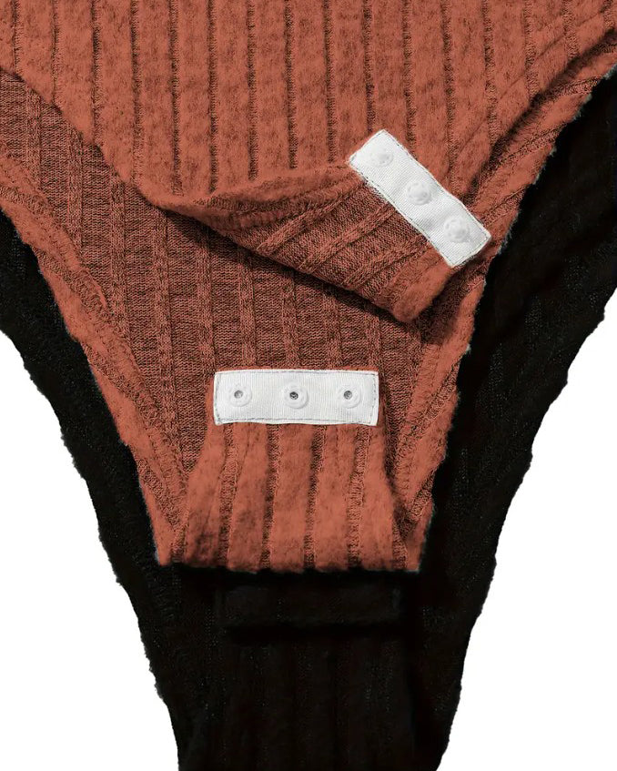 Knitted Long-Sleeved Turtleneck Slim-Fit Bodysuit