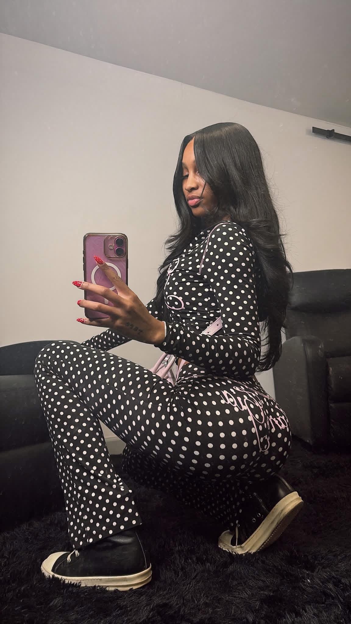 Agia Black Polka Dot Tracksuit