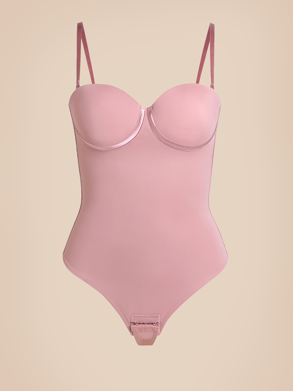 Back Lace-up Thong Seamless Shapewear Bodysuit RosyBrown