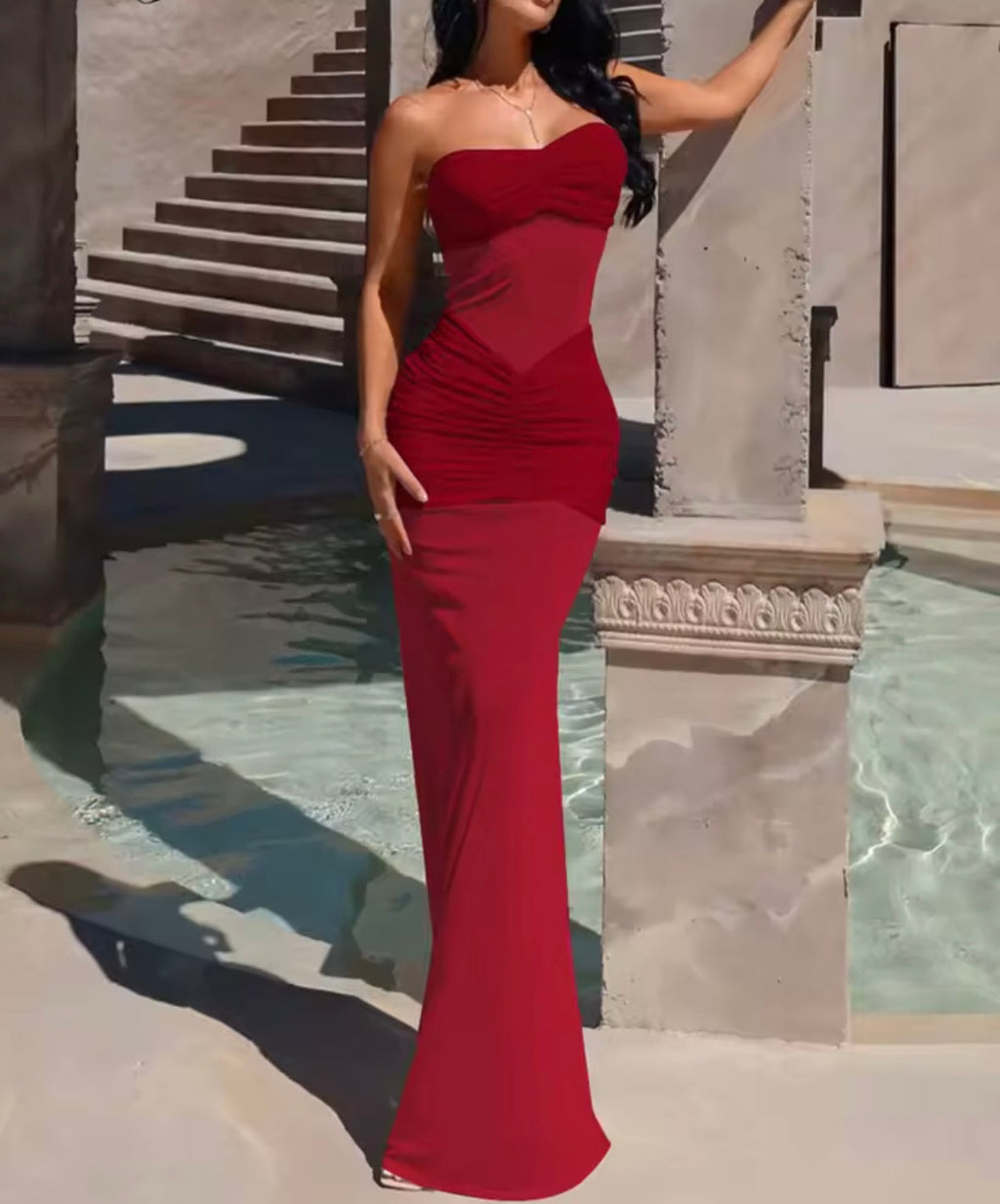 Maxi bandeau mesh dress