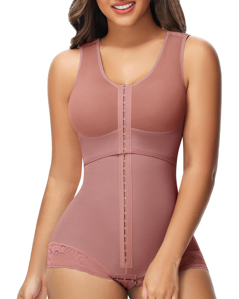 Butt Lifting Hook&Eye Tummy Control Slimming Body Shaper RosyBrown