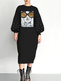 Quiet And Shine Sweatshirt Dress Black