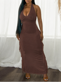 Fringe Halter Maxi Dress