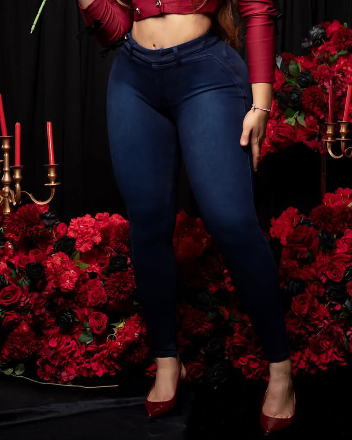 Butt-Lifter Skinny Jeans Navy