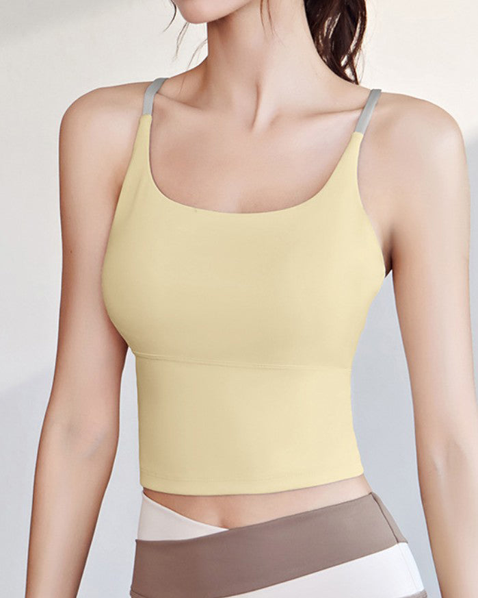 High Elastic Comfort Sports Vest with Bust Pad Yellow