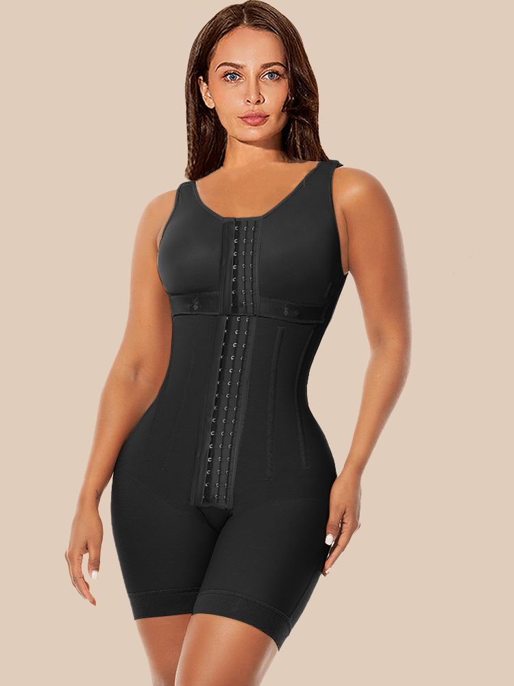 Women's Chest-Packed Body Shaper Postpartum Fajas Colombianas Black