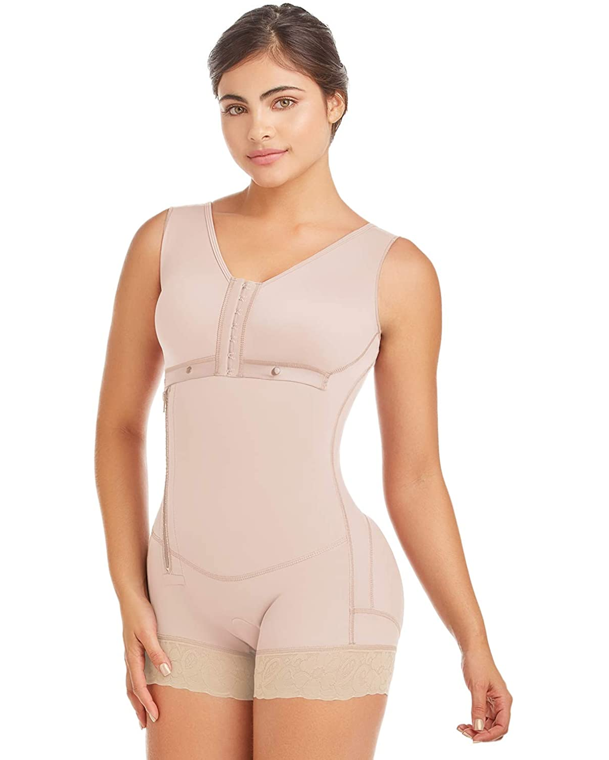 Tummy Control Side Zipper Adjustable Faja Shaperwear Beiges