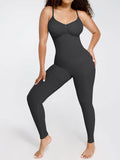 Seamless Waist-Breast Support Mid Thigh Body Shaper Black