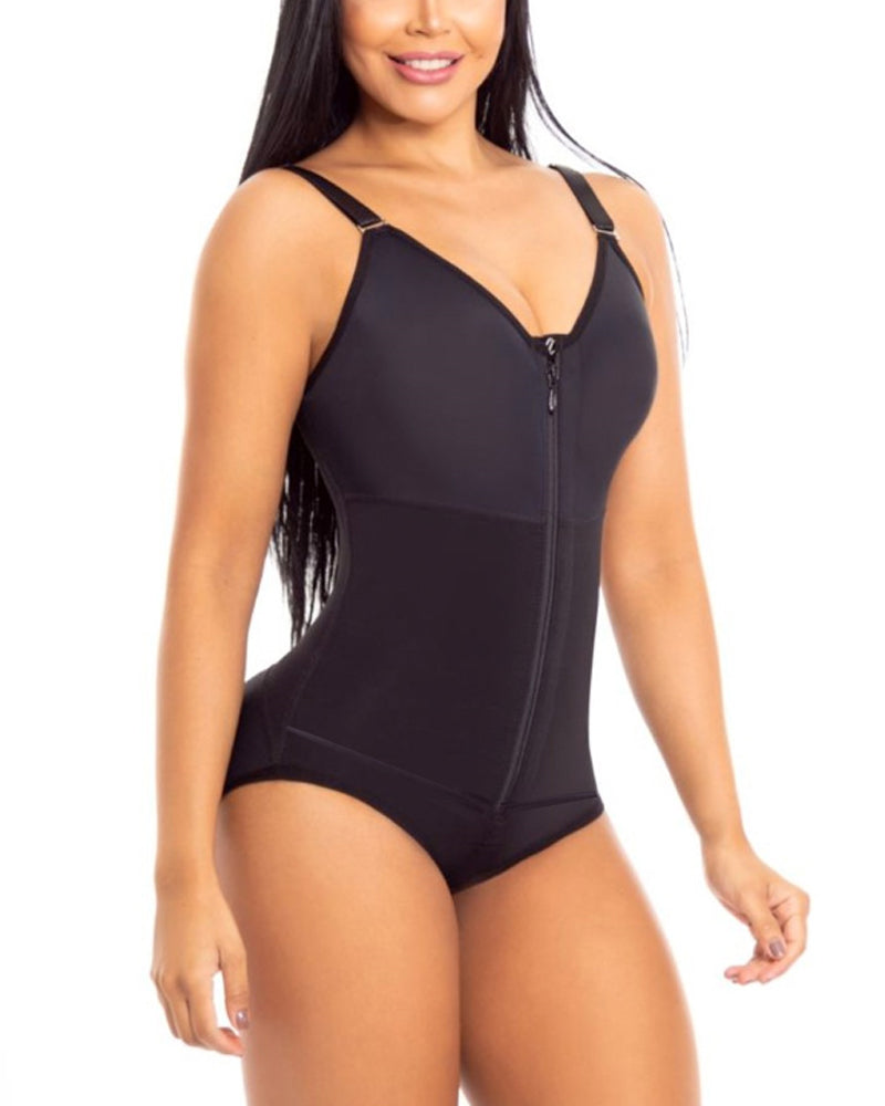 High Compression Post Surgery Shapewear With Zipper Closure Black