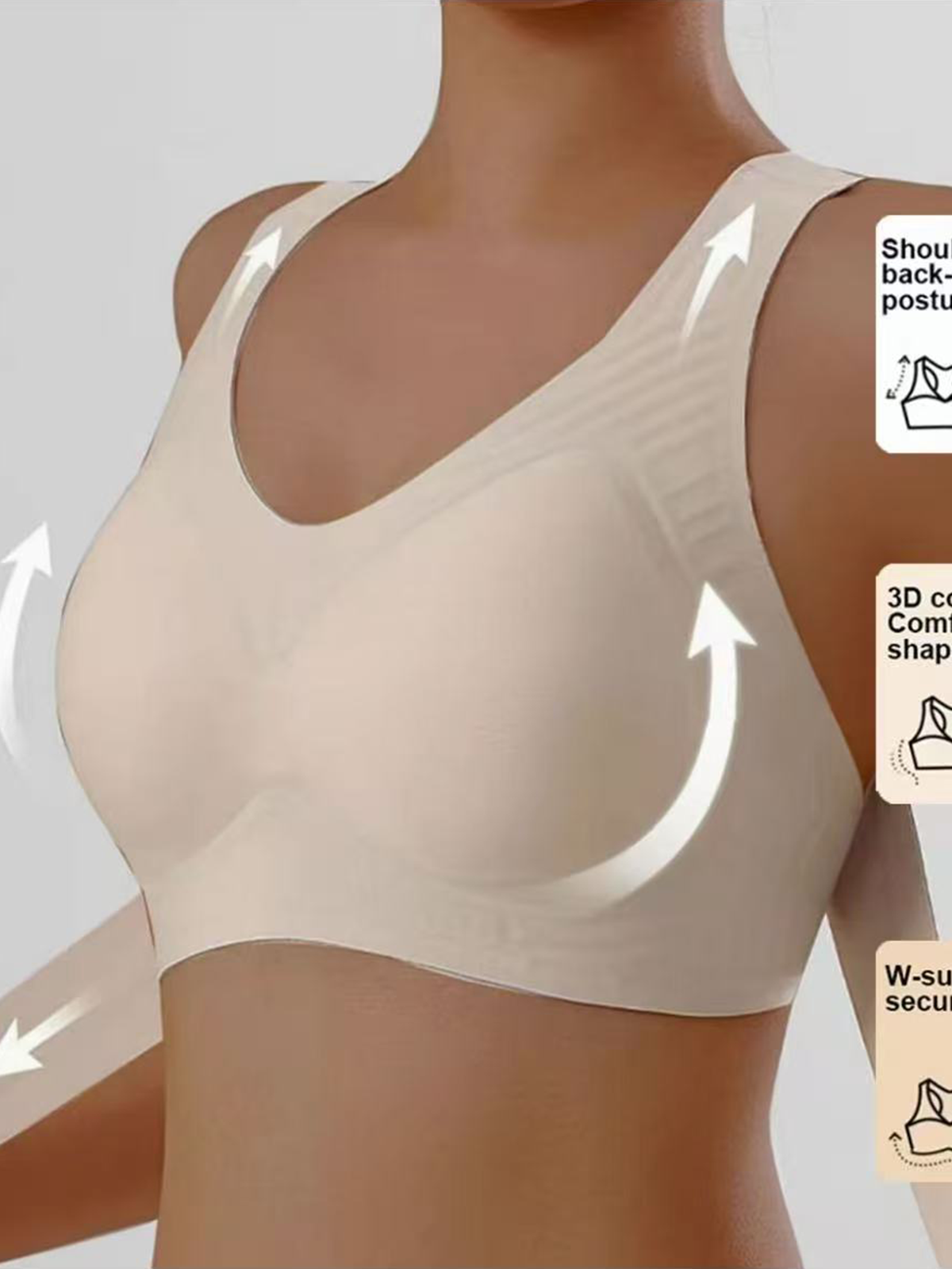 Posture Correction Bra For Back Pain Relief And Shoulder Support Beige