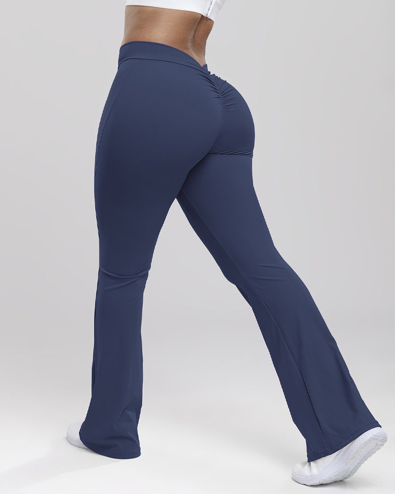 Women Fitness Legging Squat Proof Flared Yoga Pants Navy