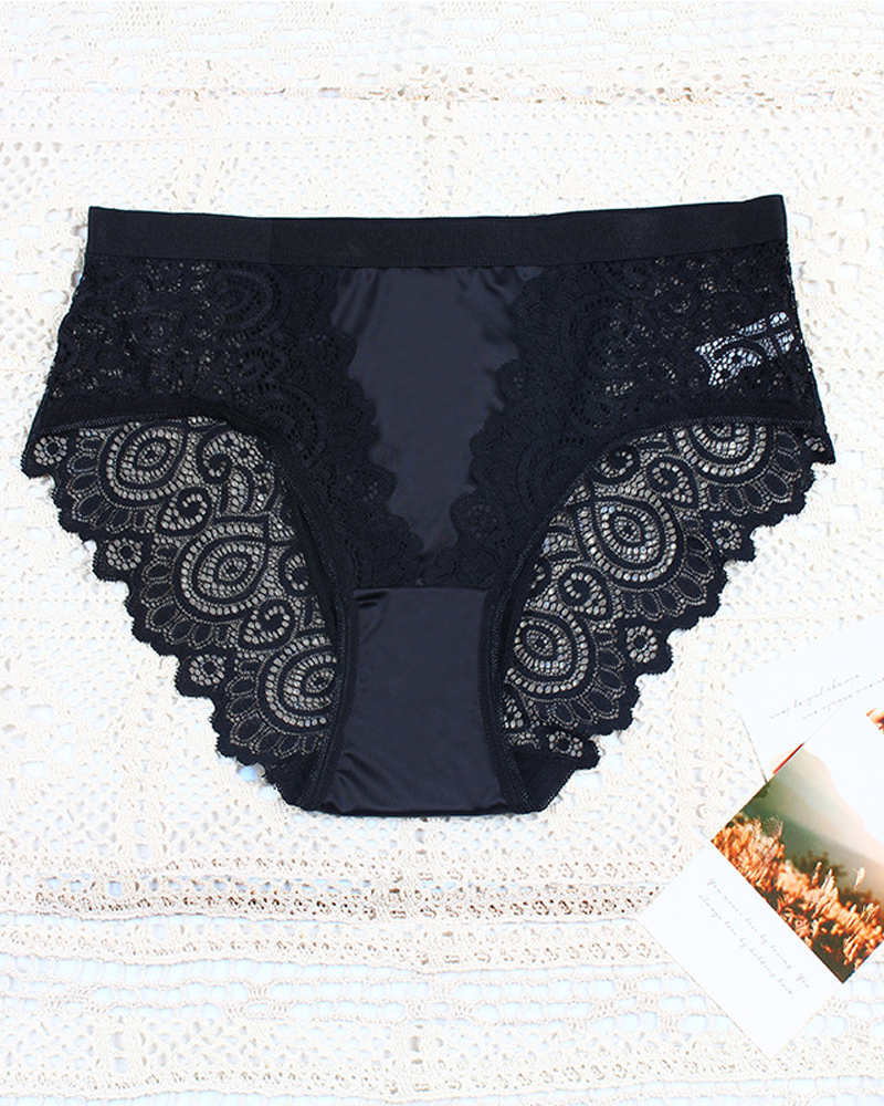 Sexy Lace-Trimmed Panties Black