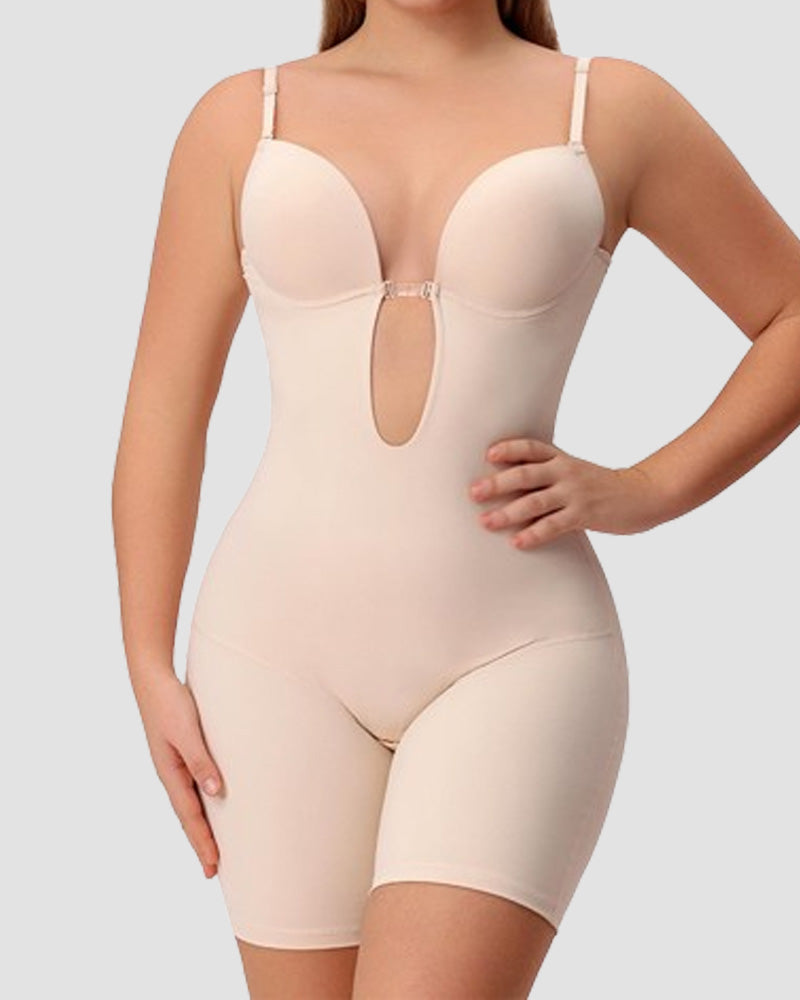 Backless Tummy Control Shapewear With Built In Bra Tan