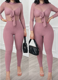 Black Halter Cutout Jumpsuit RosyBrown
