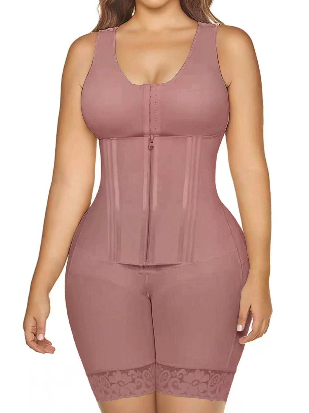 Double Pressure Chest Wrapping Belly Compression Breathable Body Shaper RosyBrown