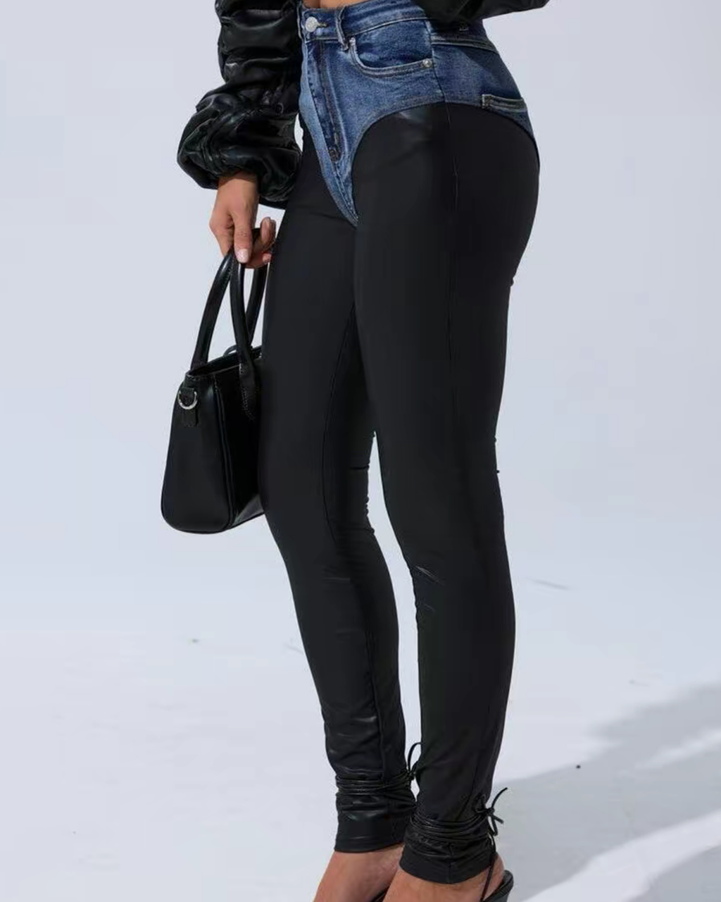Stylish Patchwork Skinny Leather Pants