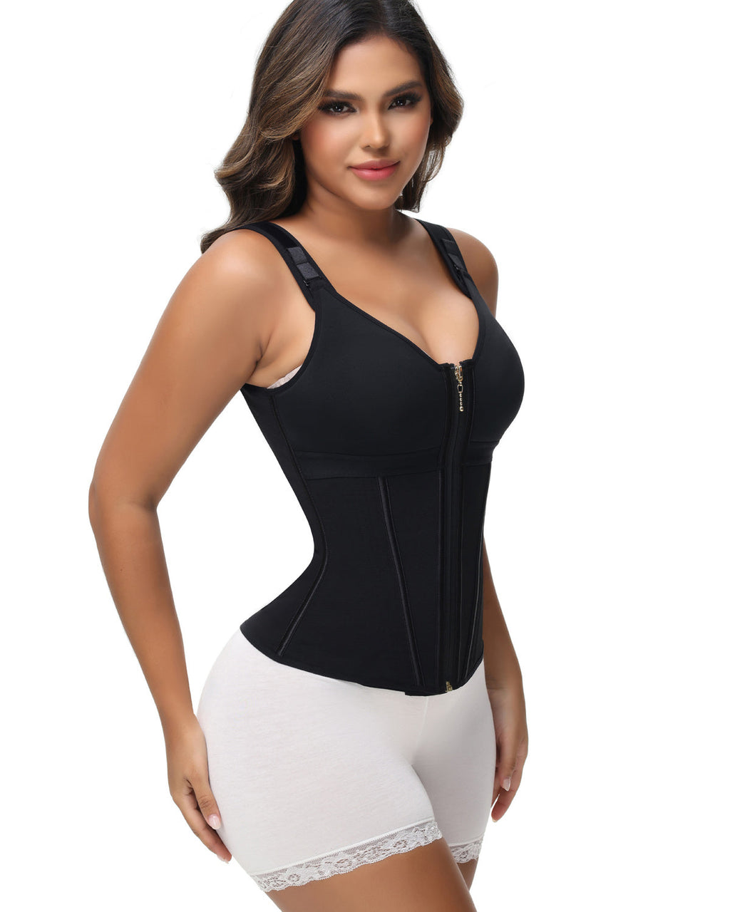 Extreme Latex Corset Waist Vest With Bra Black