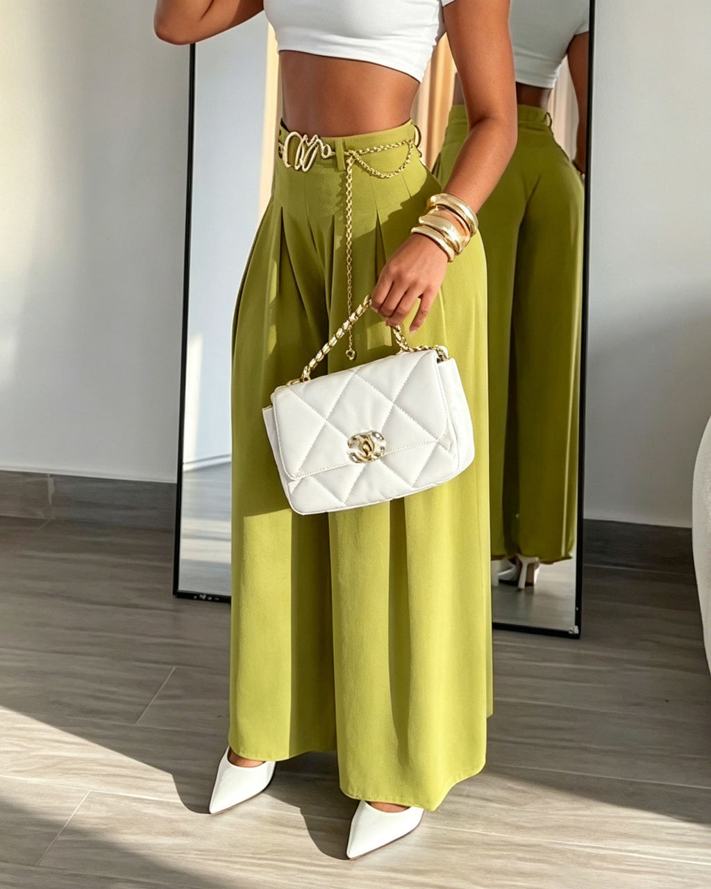 High-Waisted Pleated Wide-Leg Pants
