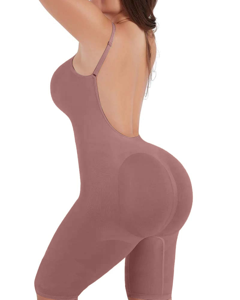Seamless Backless Mid-Length Full Body Shaper RosyBrown