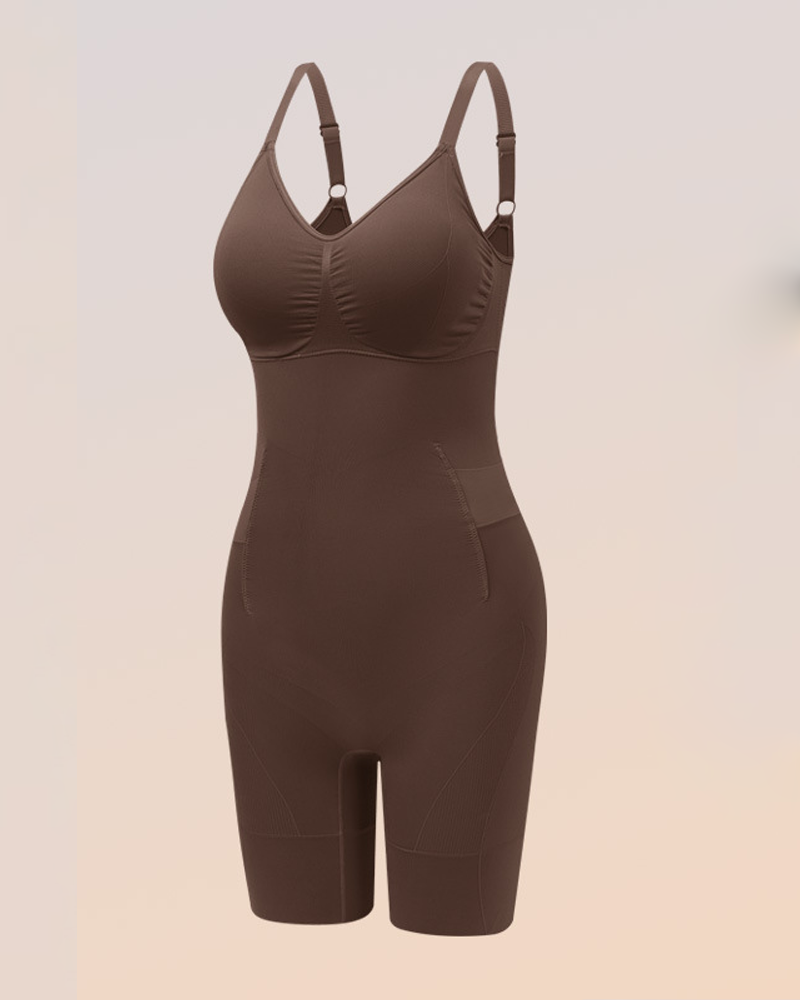 Tummy Control Butt Lifting One-Piece Shapewear Brown
