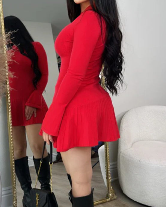 Women's Long-Sleeved Fitted Knit Dress