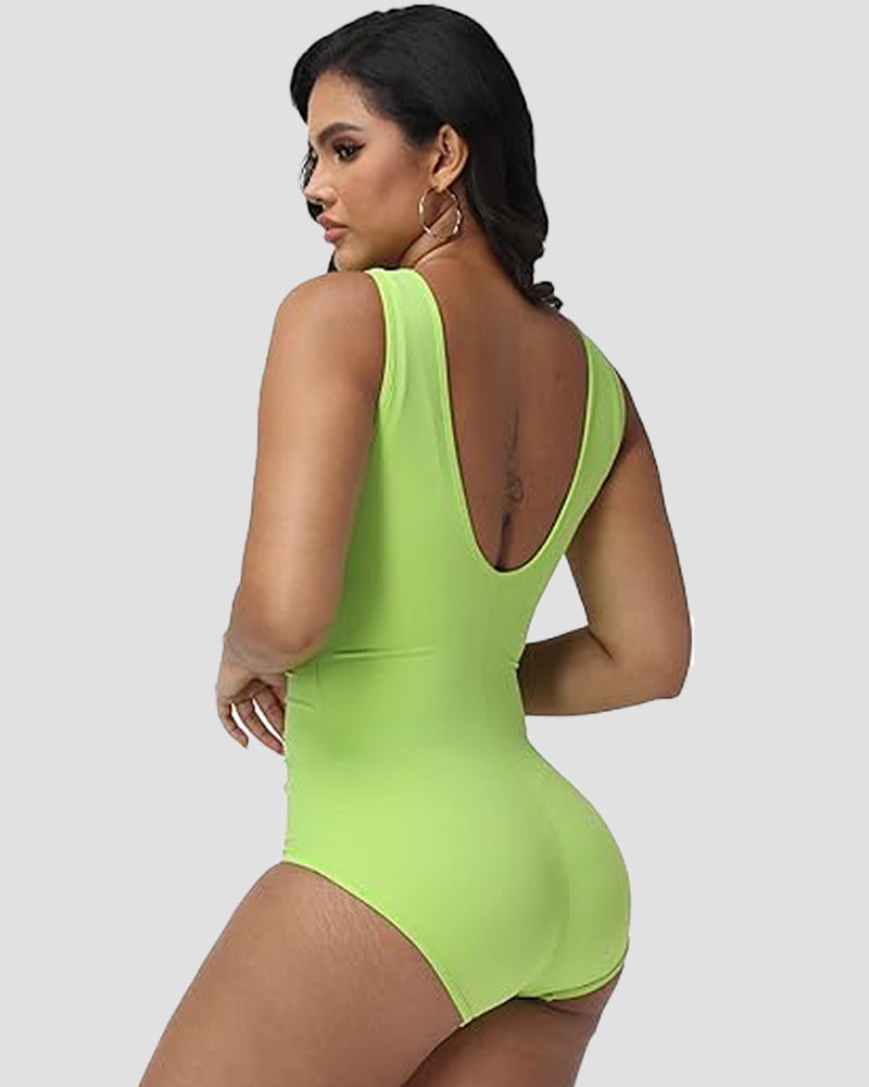 One Piece Deep V Ruched Tummy Control Swimsuit