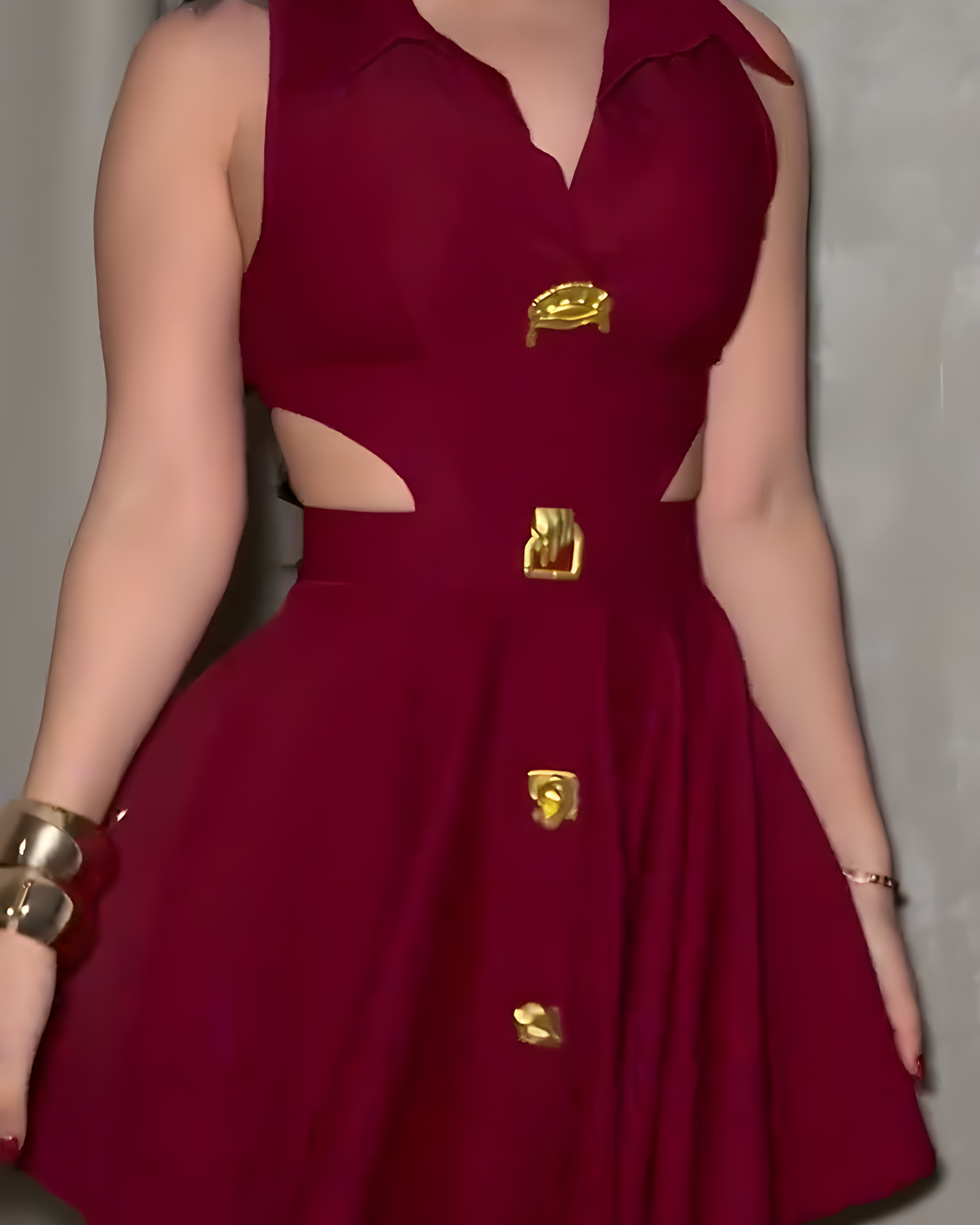 Fashionable Lapel Slimming Cutout Dress