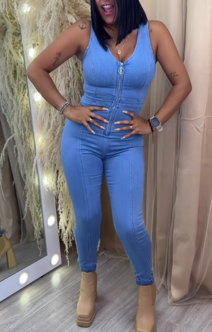 Denim One-pieces Jeans jumpsuit
