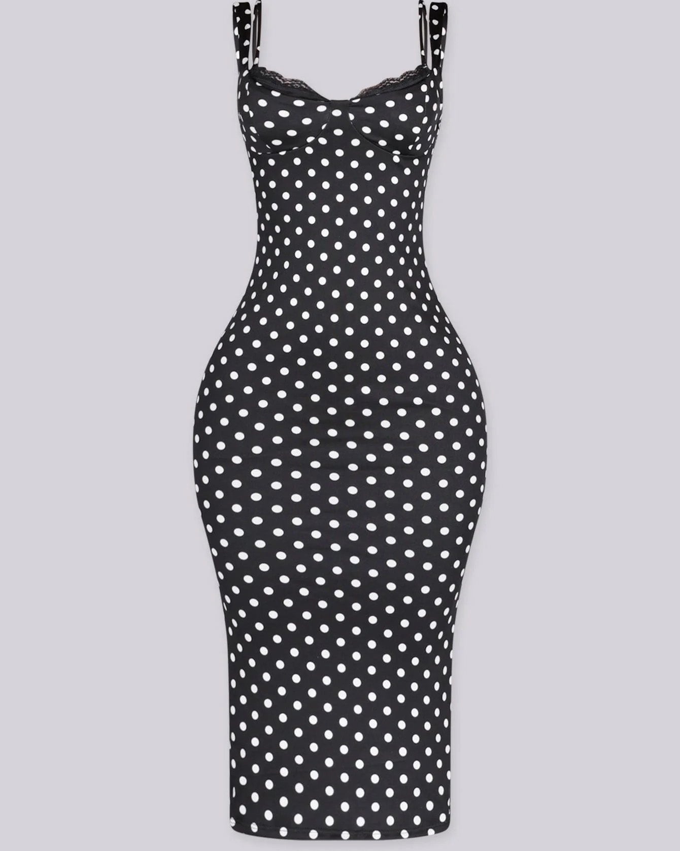Women's Sexy Slim-Fit Stretchy Classic Polka Dot Hourglass Maxi Dress (Upgraded fabric)