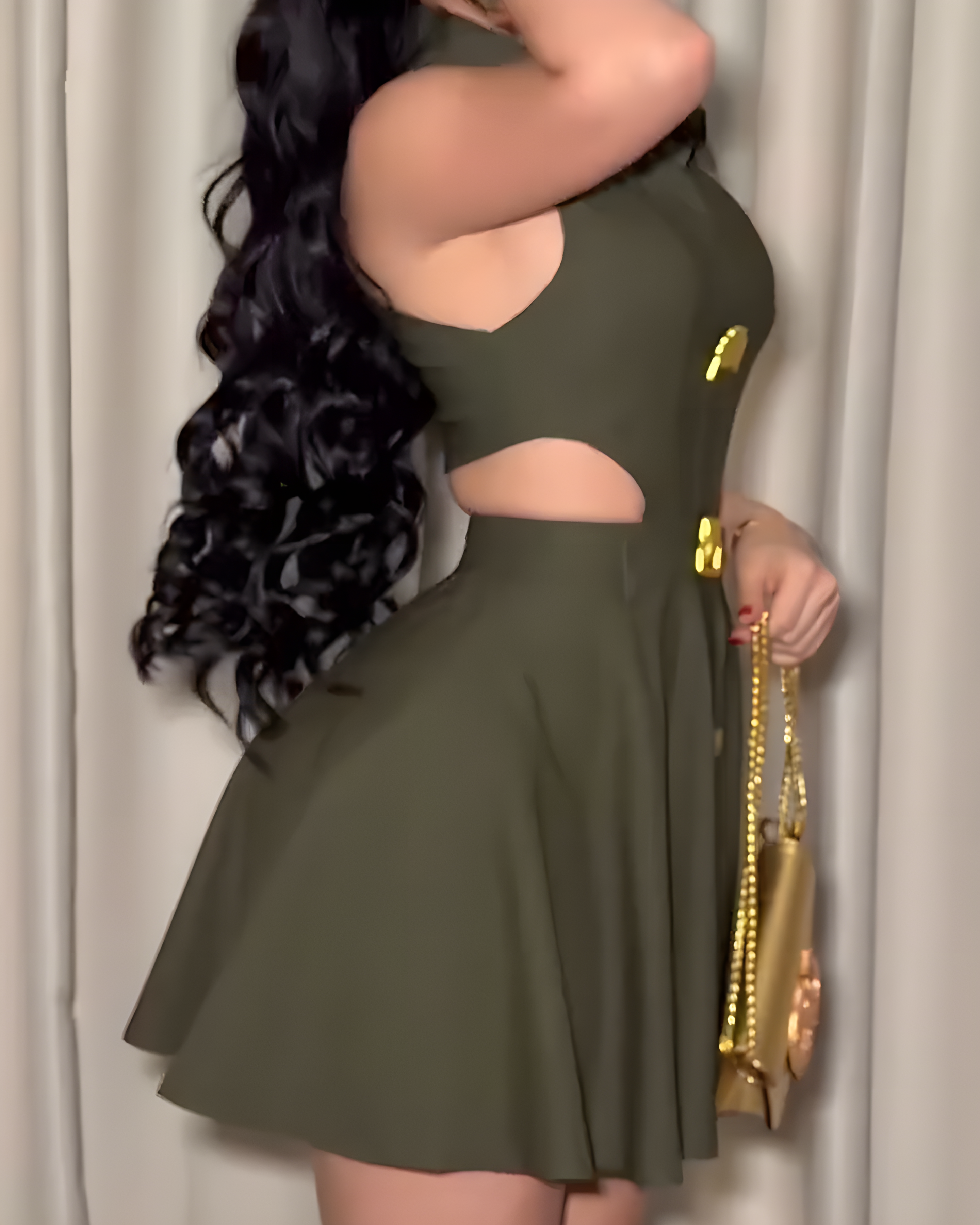 Fashionable Lapel Slimming Cutout Dress