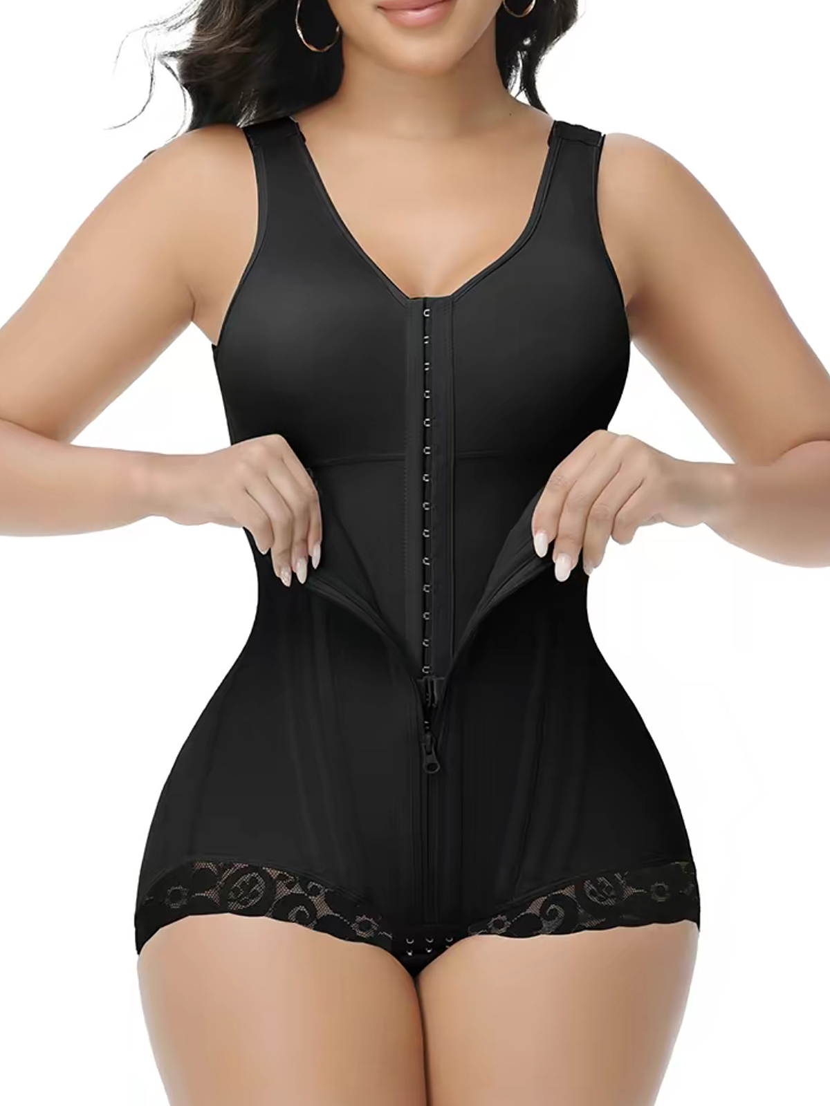 Fajas Colombianas Moldeadoras Double Layer Design With Adjustable Hooks Memory Steel Boning Black