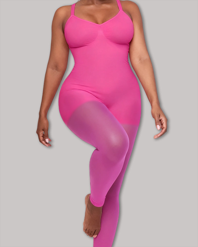 Full-Coverage Tummy Control Bodysuit Pink