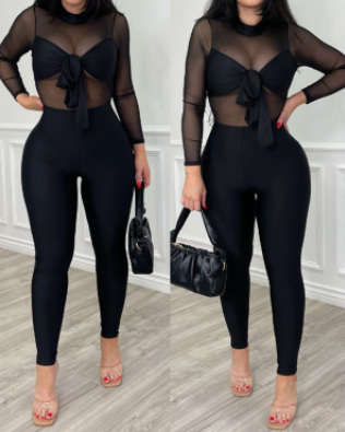 Black Halter Cutout Jumpsuit Black