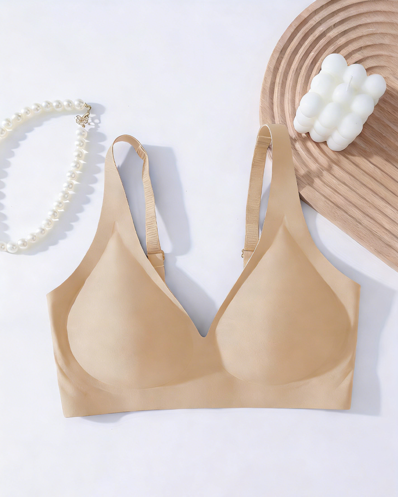 Jelly-Like Seamless Underwear Comfortable And Supportive Wire-Free Bra Tan