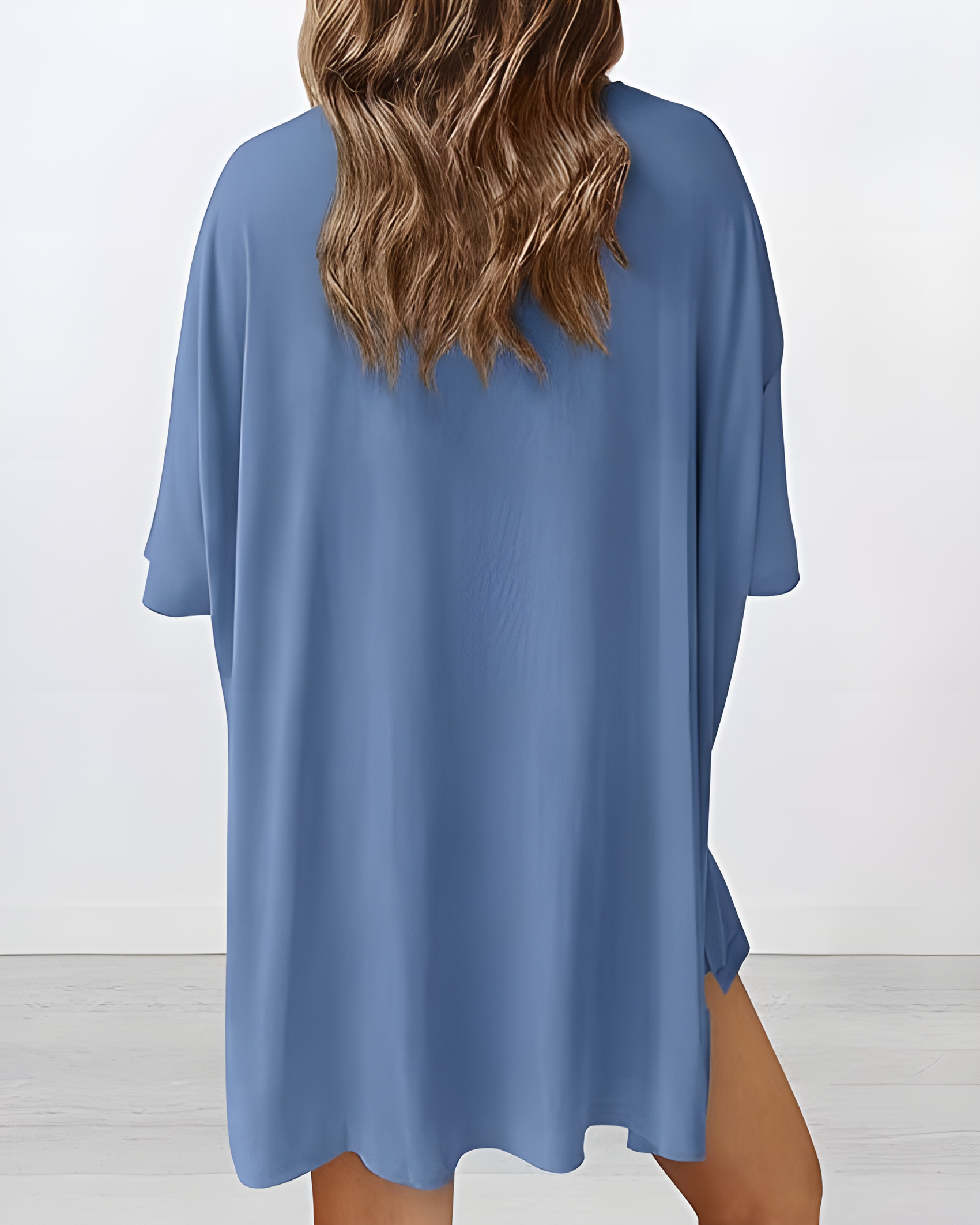 Casual Two-Piece Lounge Set Oversized Split Hem Shirt
