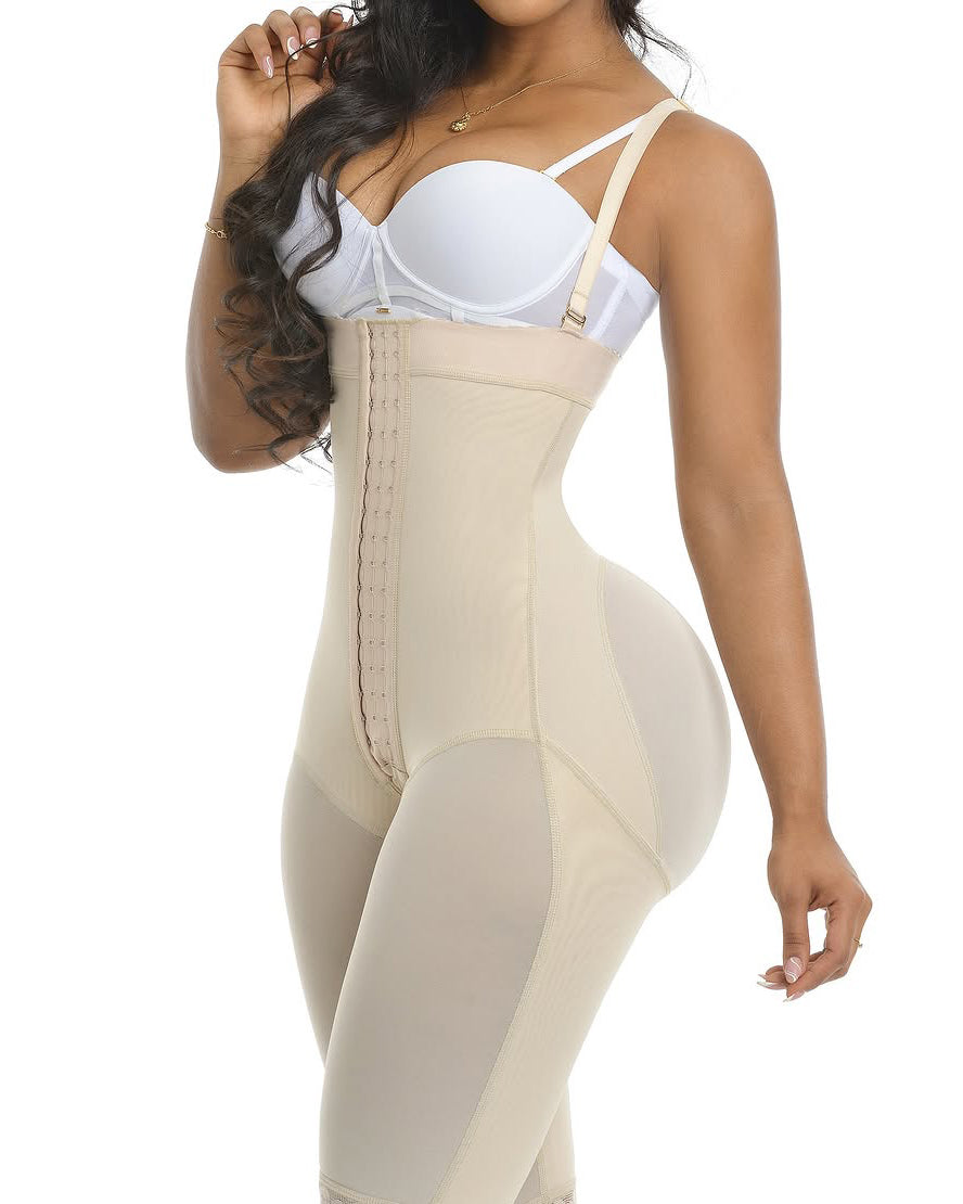 Detachable Straps 3 Rows Hook and Eye Midi Length Shapewear