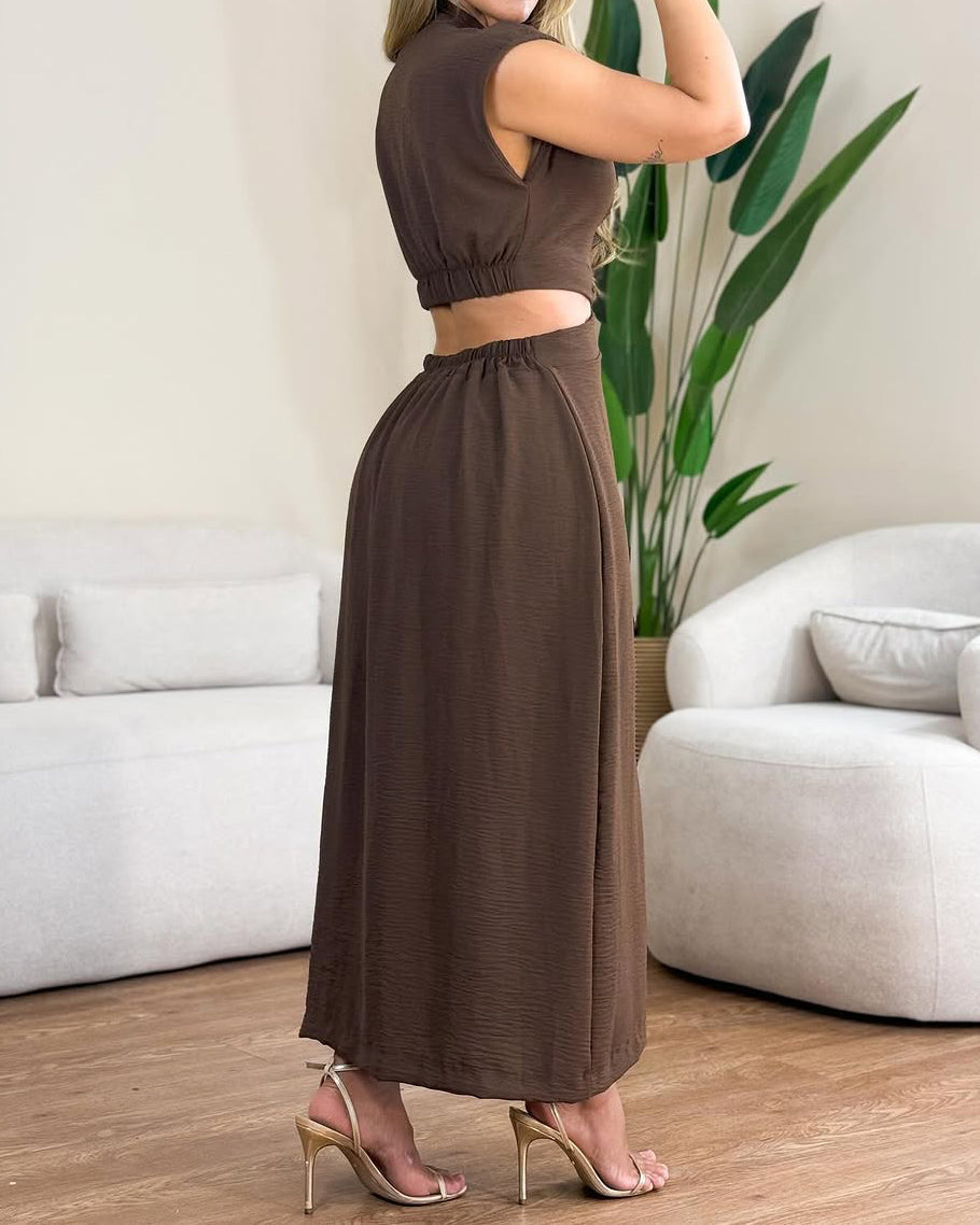 Women's Sleeveless Button Sexy Slim Fit Dress