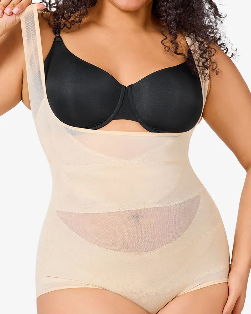 See-Through Mesh Tummy-Controlling Sexy Bodysuit